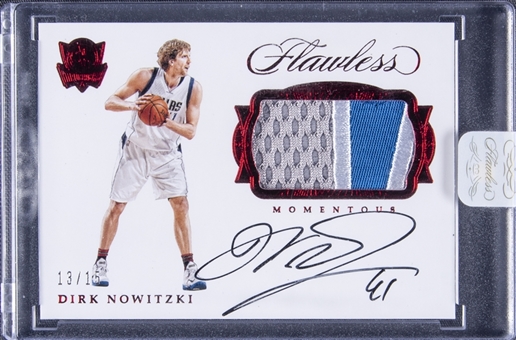 2016-17 Panini Flawless Momentous #M-DN Dirk Nowitzki Signed Patch Card (#13/15) - Panini Encased